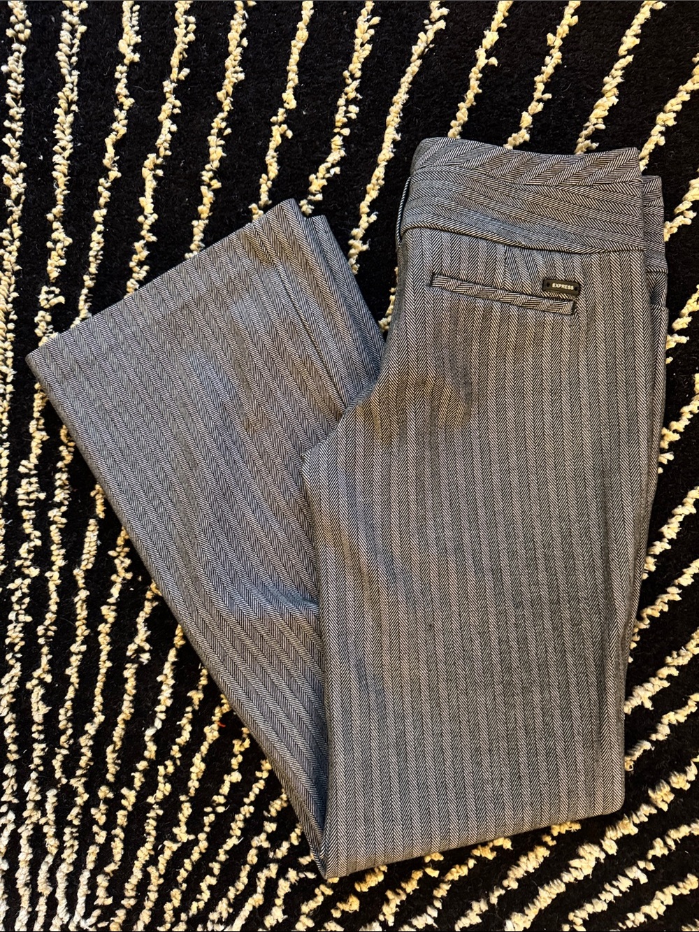 Express Editor Gray Striped Dress Pants